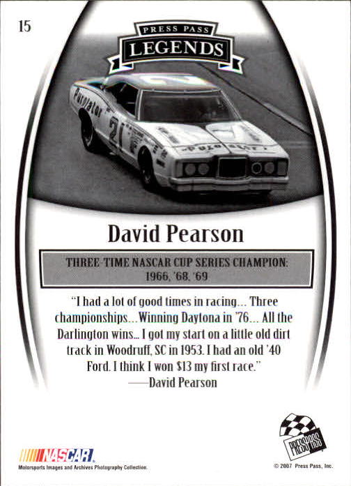 2007 Press Pass Legends Racing Card Pick (Base) - Picture 17 of 87