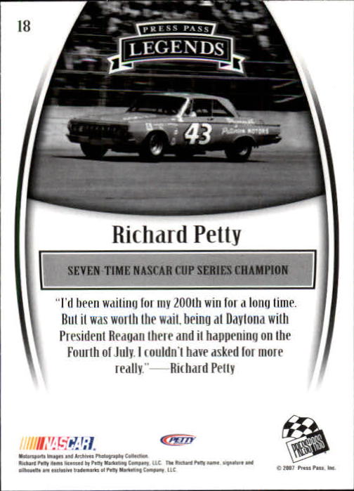 2007 Press Pass Legends #18 Richard Petty back image