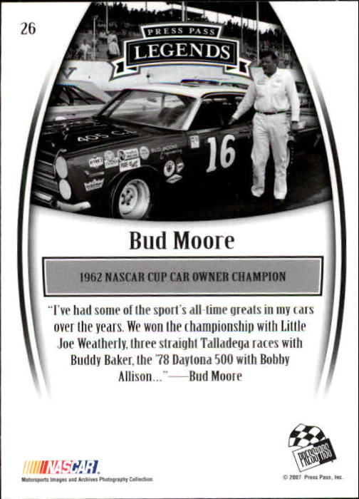 2007 Press Pass Legends Racing Card Pick (Base) - Picture 25 of 87
