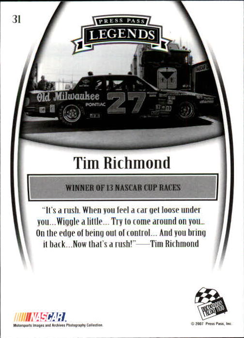 2007 Press Pass Legends #31 Tim Richmond back image