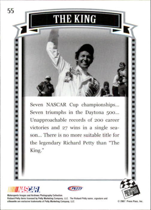 2007 Press Pass Legends #55 Richard Petty N back image