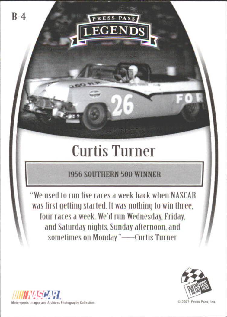 2007 Press Pass Legends Blue #B4 Curtis Turner back image