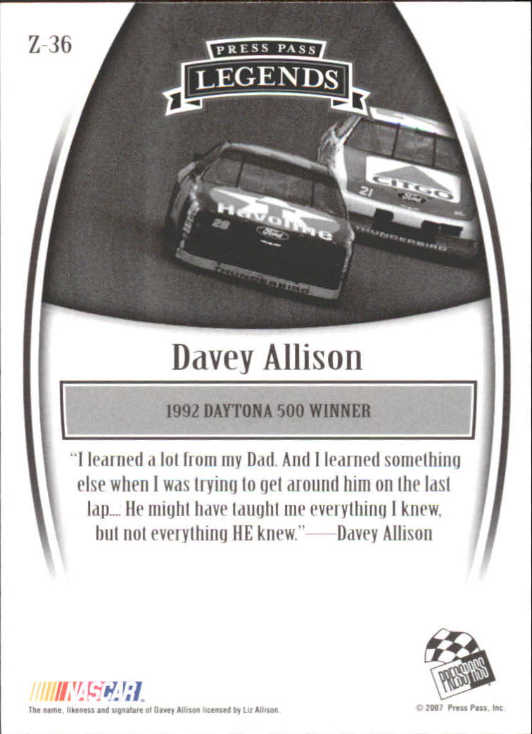2007 Press Pass Legends Bronze #Z36 Davey Allison back image