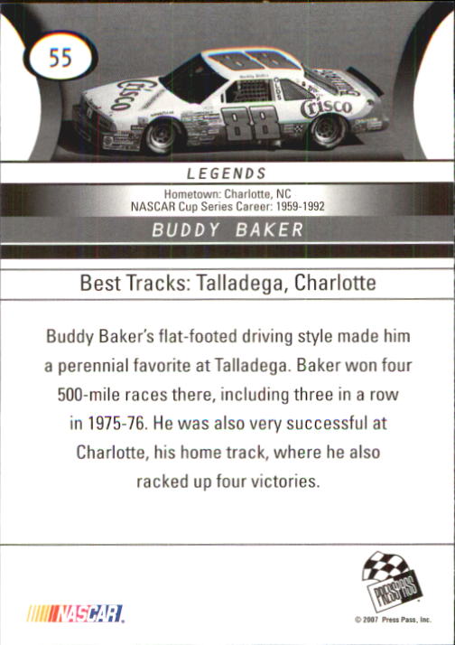 2008 Press Pass #55 Buddy Baker back image