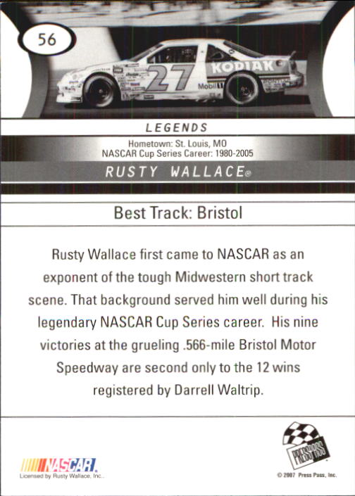 2008 Press Pass #56 Rusty Wallace back image