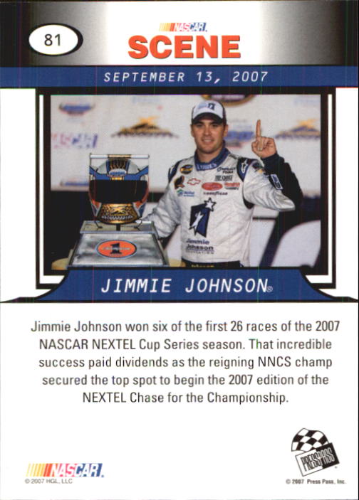 2008 Press Pass #81 Jimmie Johnson NS back image