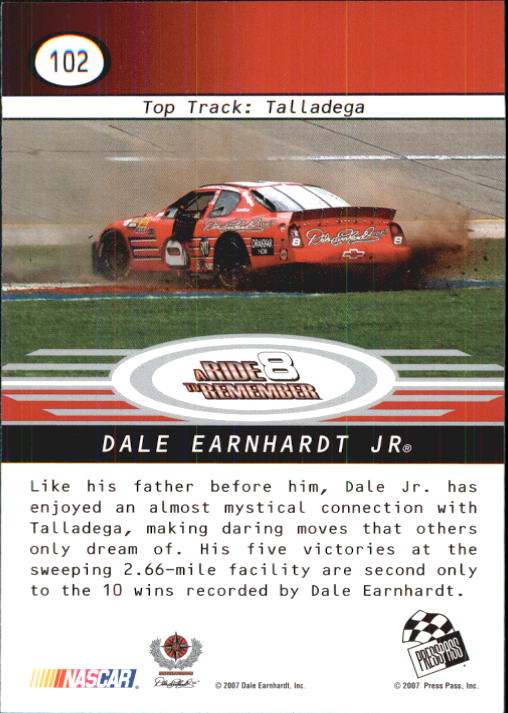 2008 Press Pass #102 Dale Earnhardt Jr./Talladega back image