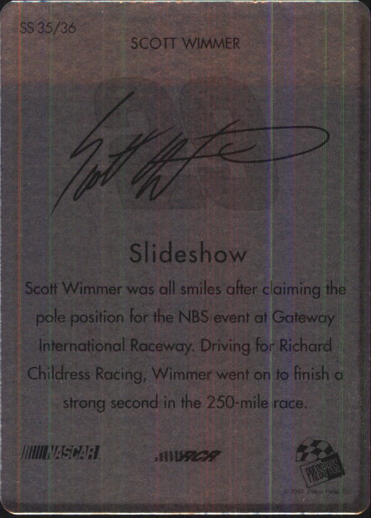 2008 Press Pass Slideshow #SS35 Scott Wimmer Green back image