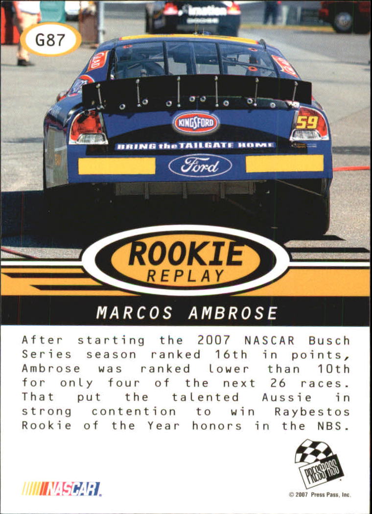 2008 Press Pass Gold #G87 Marcos Ambrose RR back image