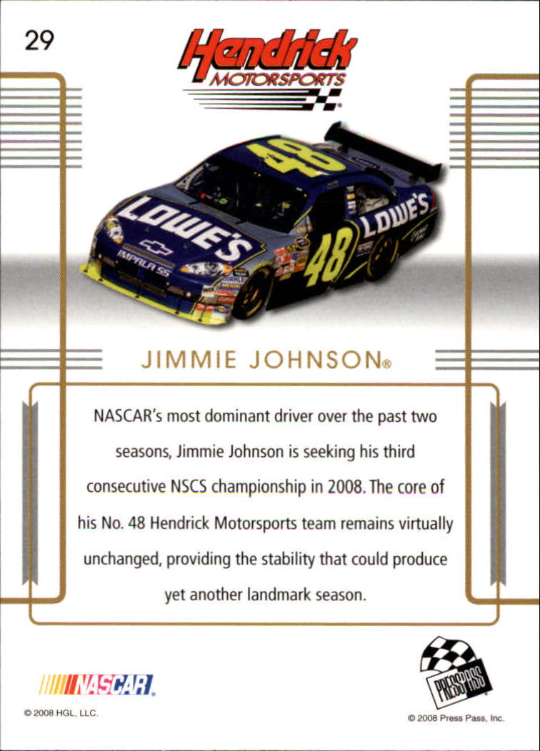 2008 Press Pass Premium #29 Jimmie Johnson back image