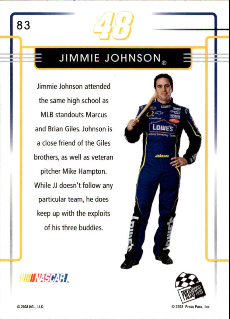 2008 Press Pass Premium #83 Jimmie Johnson OD back image