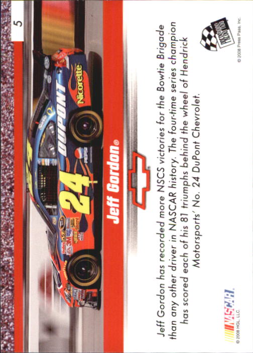 2008 Press Pass Speedway #5 Jeff Gordon back image