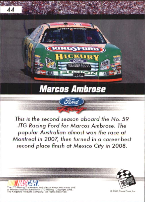 2008 Press Pass Speedway #44 Marcos Ambrose NNS back image