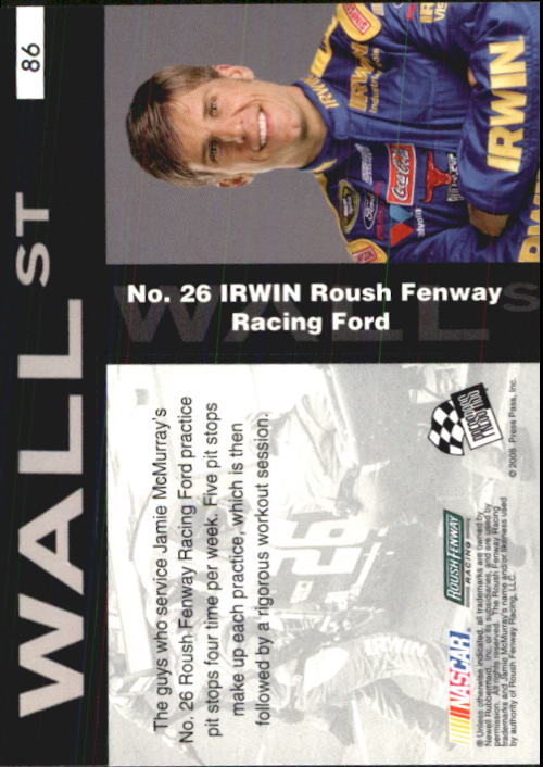 2008 Press Pass Speedway #86 Jamie McMurray's Car WS back image