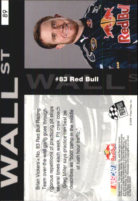 2008 Press Pass Speedway #89 Brian Vickers' Car WS back image