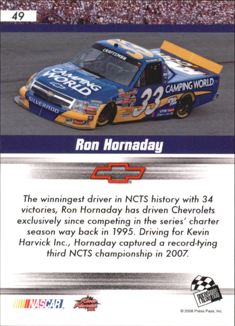2008 Press Pass Speedway Holofoil #H49 Ron Hornaday CTS back image