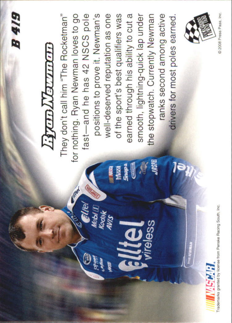 2008 Press Pass Speedway Blur #B4 Ryan Newman back image