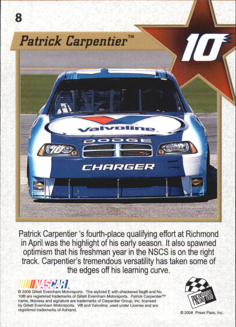 2008 VIP #8 Patrick Carpentier RC back image