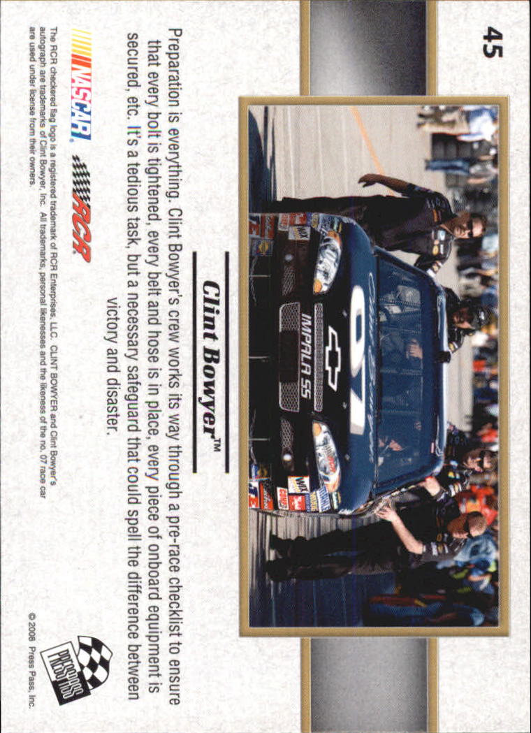 2008 VIP #45 Clint Bowyer's Car SB back image