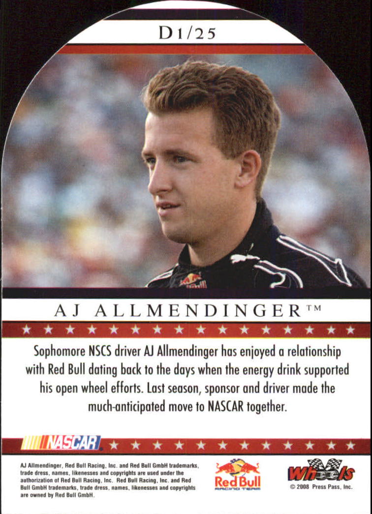 2008 Wheels American Thunder Delegates #D1 A.J. Allmendinger back image