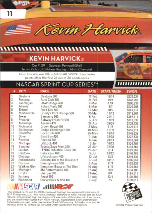 B2486- 2009 Press Pass Racing Card #s 1-218 -You Pick- 15+ FREE US SHIP - Picture 21 of 397