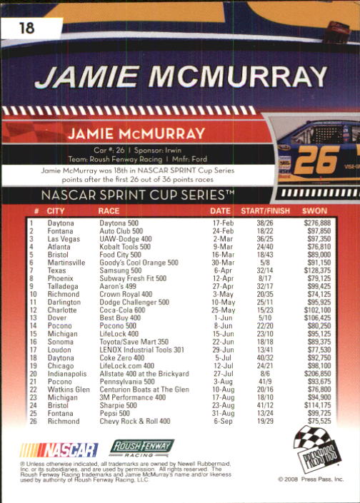 B2486- 2009 Press Pass Racing Card #s 1-218 -You Pick- 15+ FREE US SHIP - Picture 33 of 397