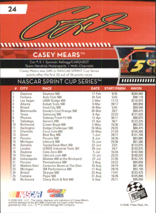 B2486- 2009 Press Pass Racing Card #s 1-218 -You Pick- 15+ FREE US SHIP - Picture 41 of 397