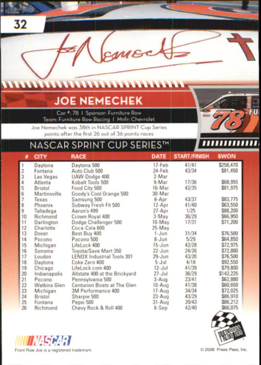 B2486- 2009 Press Pass Racing Card #s 1-218 -You Pick- 15+ FREE US SHIP - Picture 51 of 397