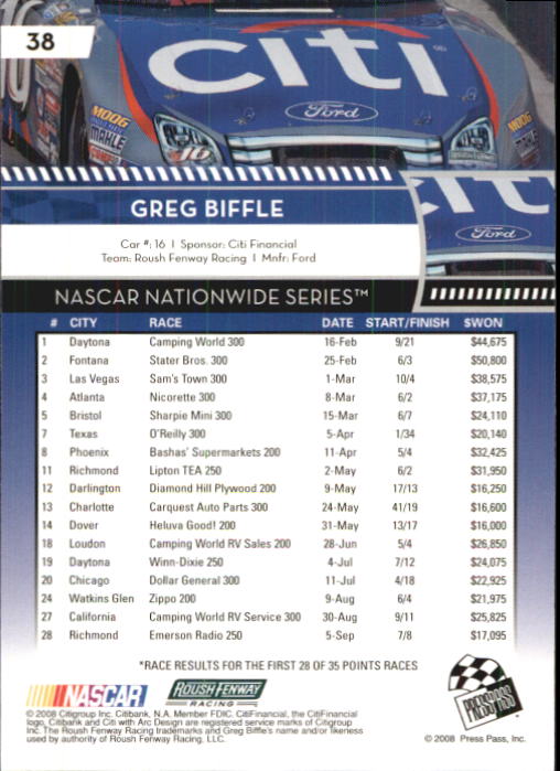 B2486- 2009 Press Pass Racing Card #s 1-218 -You Pick- 15+ FREE US SHIP - Picture 61 of 397