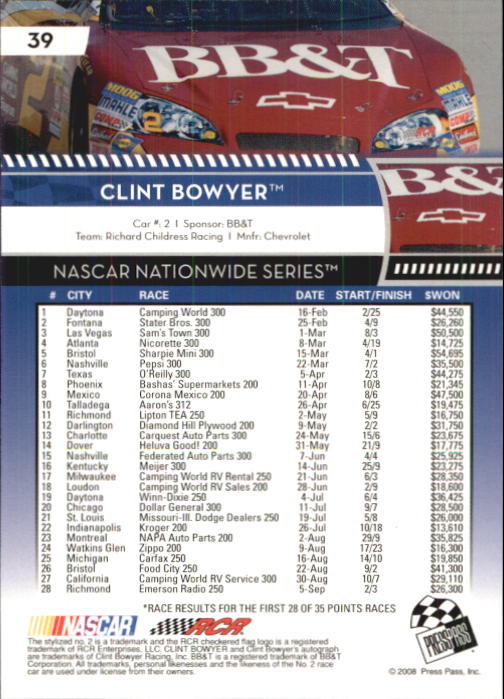 B2486- 2009 Press Pass Racing Card #s 1-218 -You Pick- 15+ FREE US SHIP - Picture 63 of 397
