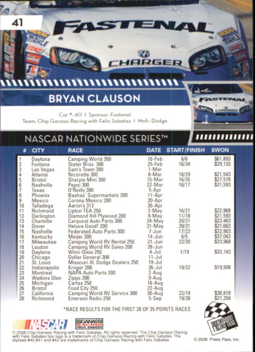B2486- 2009 Press Pass Racing Card #s 1-218 -You Pick- 15+ FREE US SHIP - Picture 67 of 397