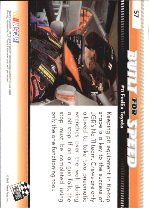 2009 Press Pass #57 Denny Hamlin's Car BFS back image