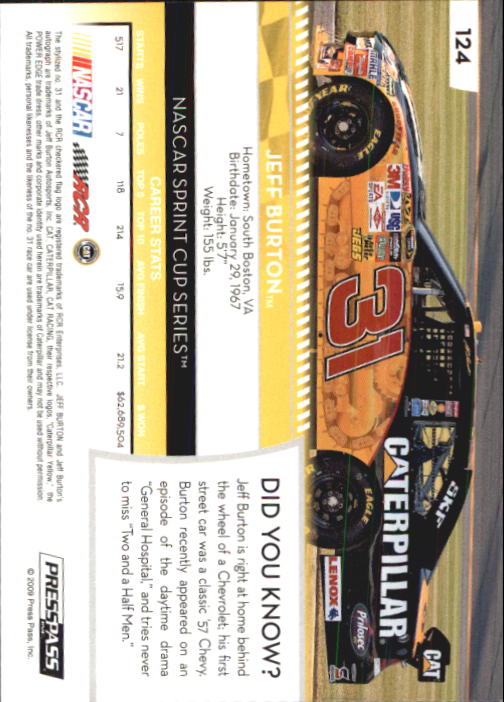 B2486- 2009 Press Pass Racing Card #s 1-218 -You Pick- 15+ FREE US SHIP - Picture 219 of 397