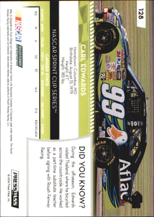 B2486- 2009 Press Pass Racing Card #s 1-218 -You Pick- 15+ FREE US SHIP - Picture 227 of 397
