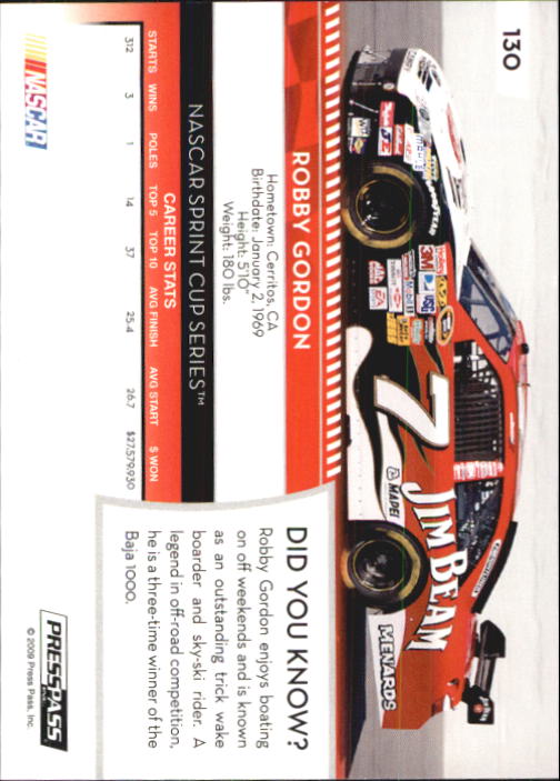 B2486- 2009 Press Pass Racing Card #s 1-218 -You Pick- 15+ FREE US SHIP - Picture 231 of 397