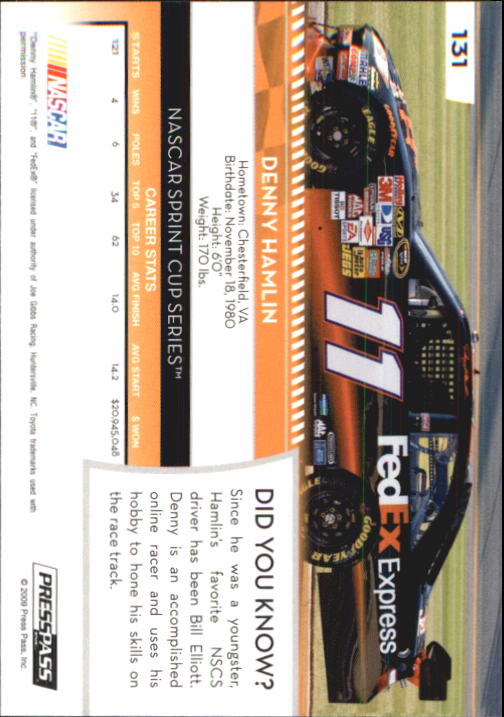 B2486- 2009 Press Pass Racing Card #s 1-218 -You Pick- 15+ FREE US SHIP - Picture 233 of 397