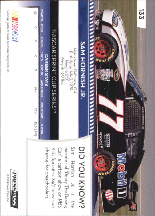 B2486- 2009 Press Pass Racing Card #s 1-218 -You Pick- 15+ FREE US SHIP - Picture 237 of 397