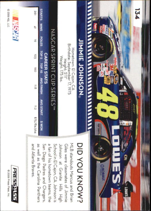 B2486- 2009 Press Pass Racing Card #s 1-218 -You Pick- 15+ FREE US SHIP - Picture 239 of 397