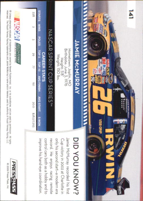 B2486- 2009 Press Pass Racing Card #s 1-218 -You Pick- 15+ FREE US SHIP - Picture 251 of 397