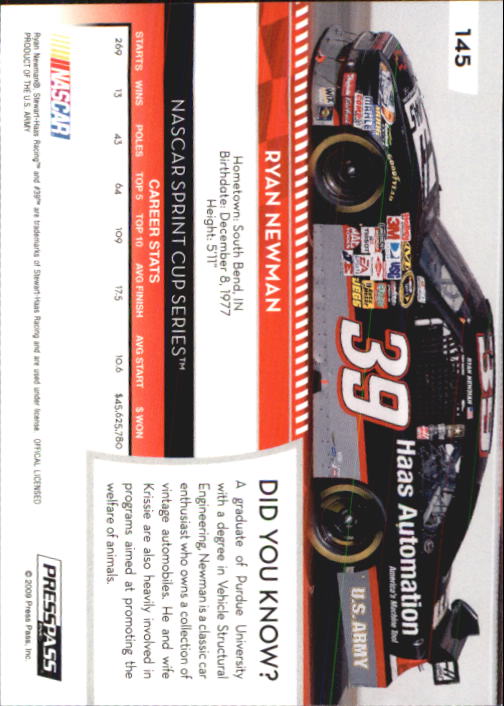 B2486- 2009 Press Pass Racing Card #s 1-218 -You Pick- 15+ FREE US SHIP - Picture 259 of 397