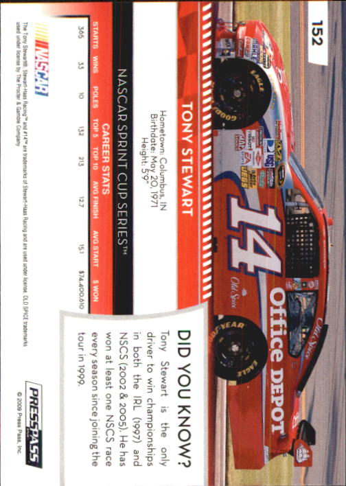B2486- 2009 Press Pass Racing Card #s 1-218 -You Pick- 15+ FREE US SHIP - Picture 273 of 397