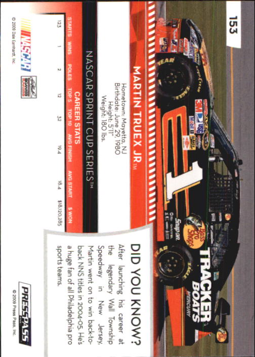 B2486- 2009 Press Pass Racing Card #s 1-218 -You Pick- 15+ FREE US SHIP - Picture 275 of 397