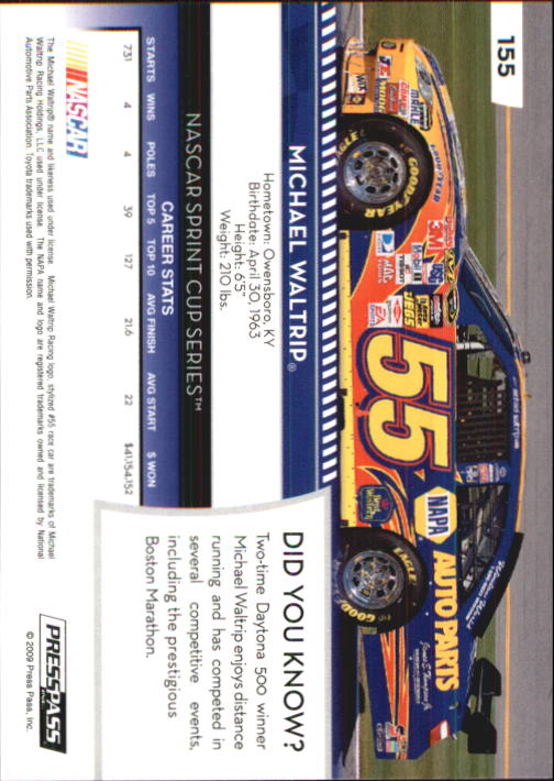 B2486- 2009 Press Pass Racing Card #s 1-218 -You Pick- 15+ FREE US SHIP - Picture 279 of 397