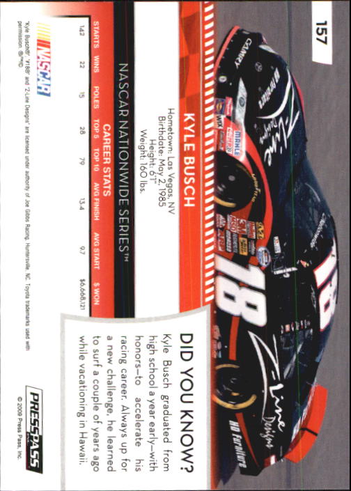 B2486- 2009 Press Pass Racing Card #s 1-218 -You Pick- 15+ FREE US SHIP - Picture 281 of 397