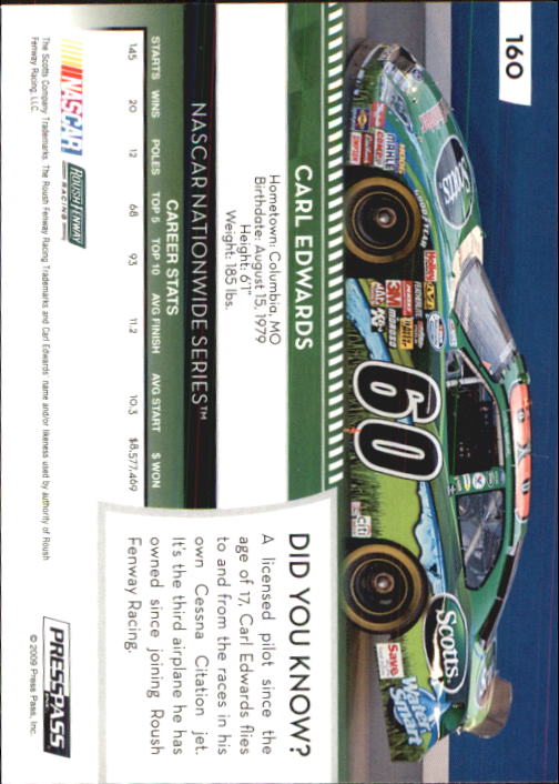 B2486- 2009 Press Pass Racing Card #s 1-218 -You Pick- 15+ FREE US SHIP - Picture 287 of 397