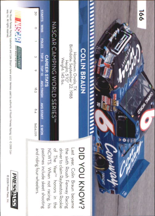 B2486- 2009 Press Pass Racing Card #s 1-218 -You Pick- 15+ FREE US SHIP - Picture 299 of 397