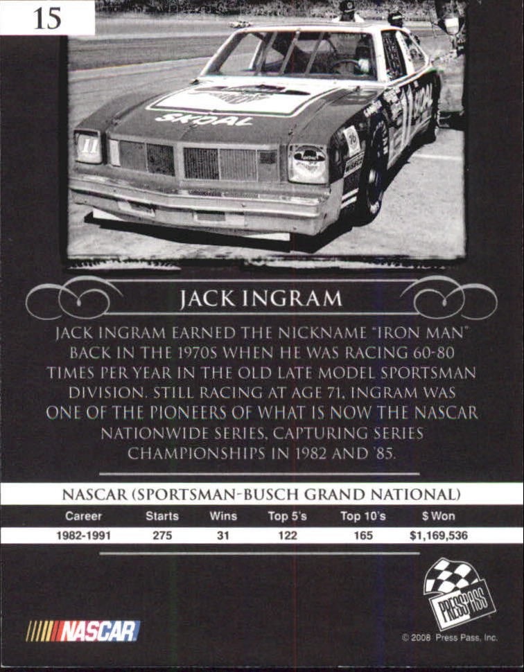 2008 Press Pass Legends Bronze #15 Jack Ingram back image
