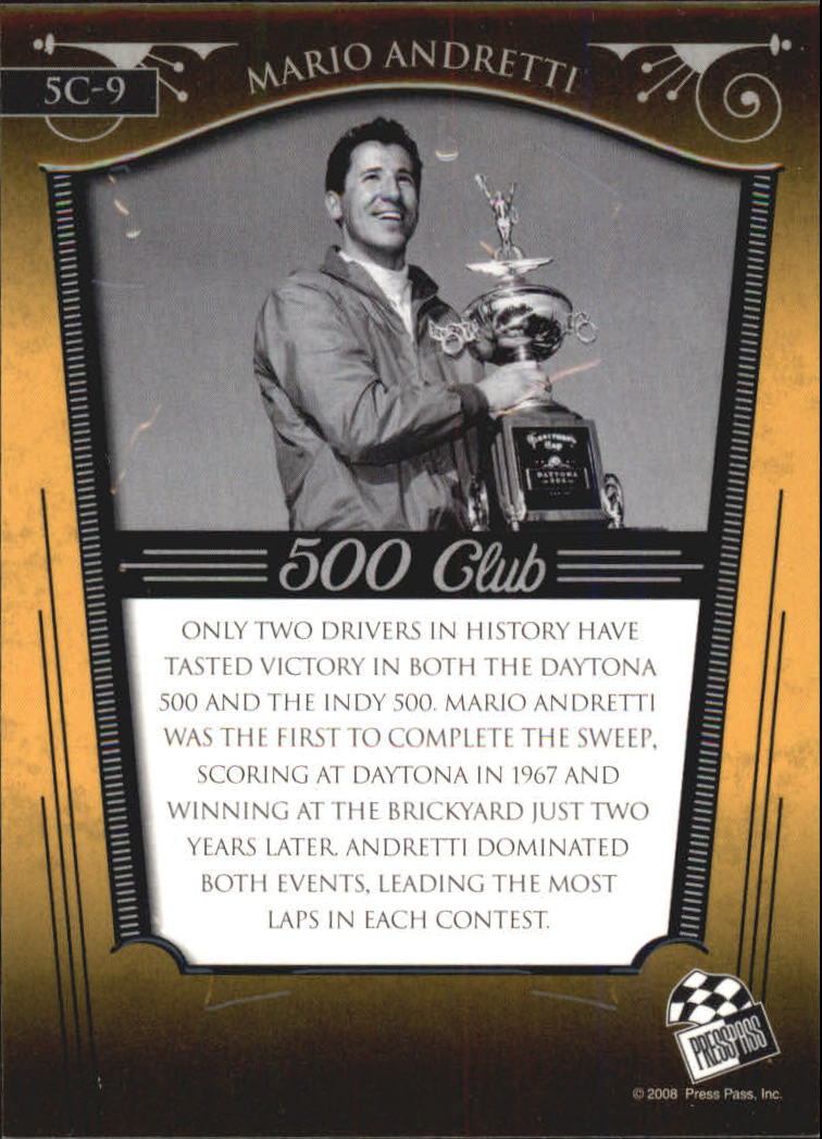 2008 Press Pass Legends 500 Club #5C9 Mario Andretti back image