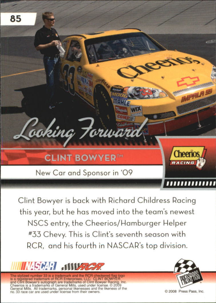 2009 Press Pass Gold #85 Clint Bowyer LF back image