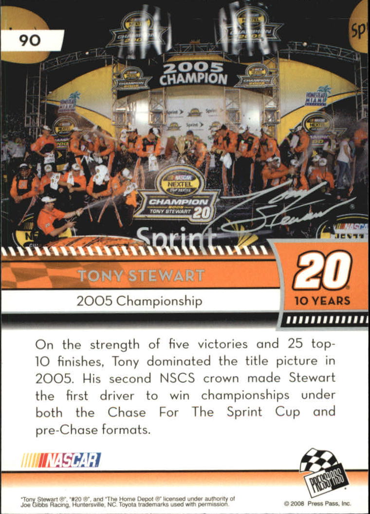 2009 Press Pass Gold #90 Tony Stewart TY back image
